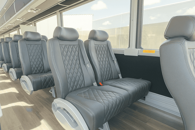 interior of Odessa Coach Bus Service charter bus