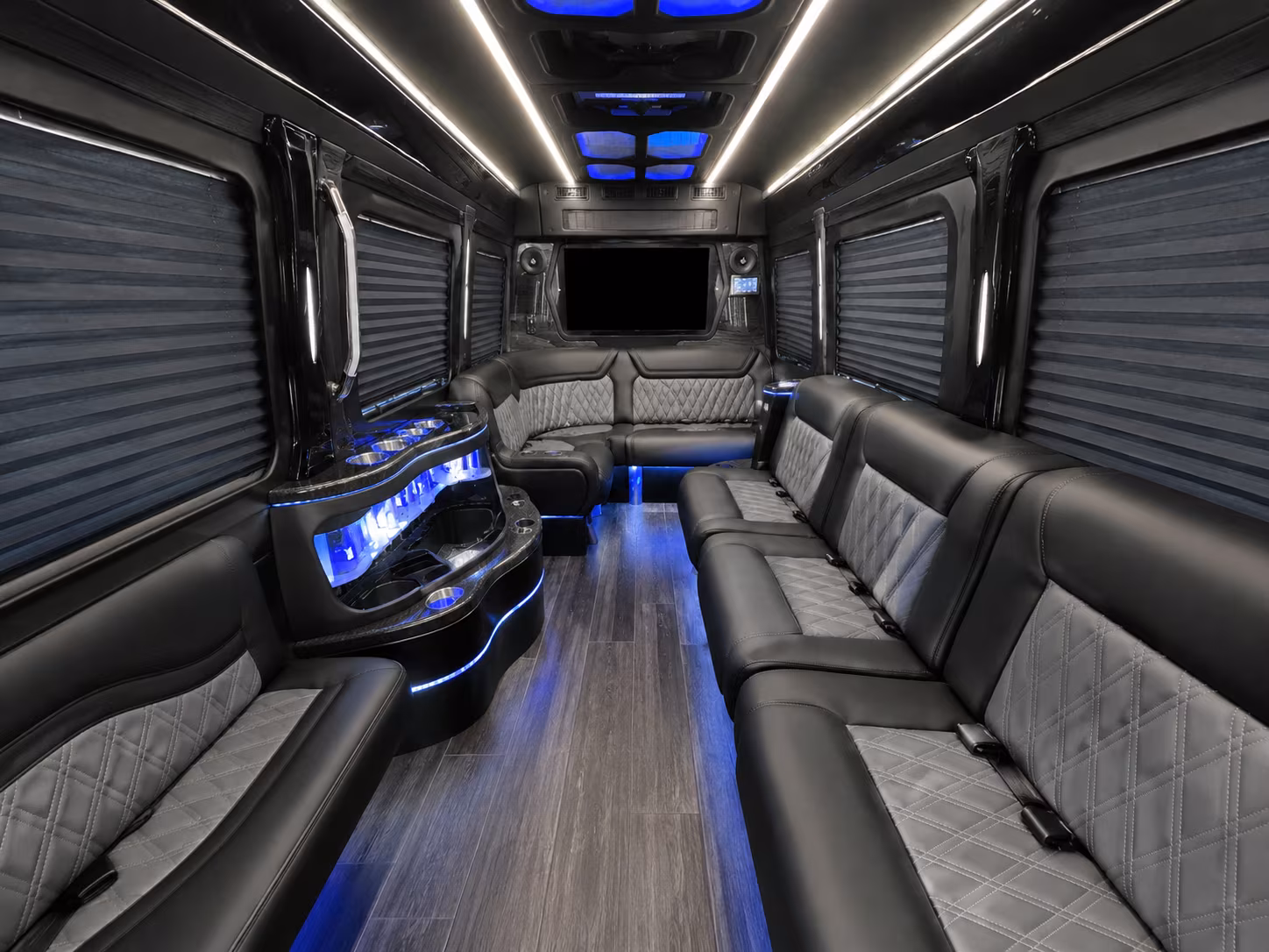 odessa 18 passenger party bus inside