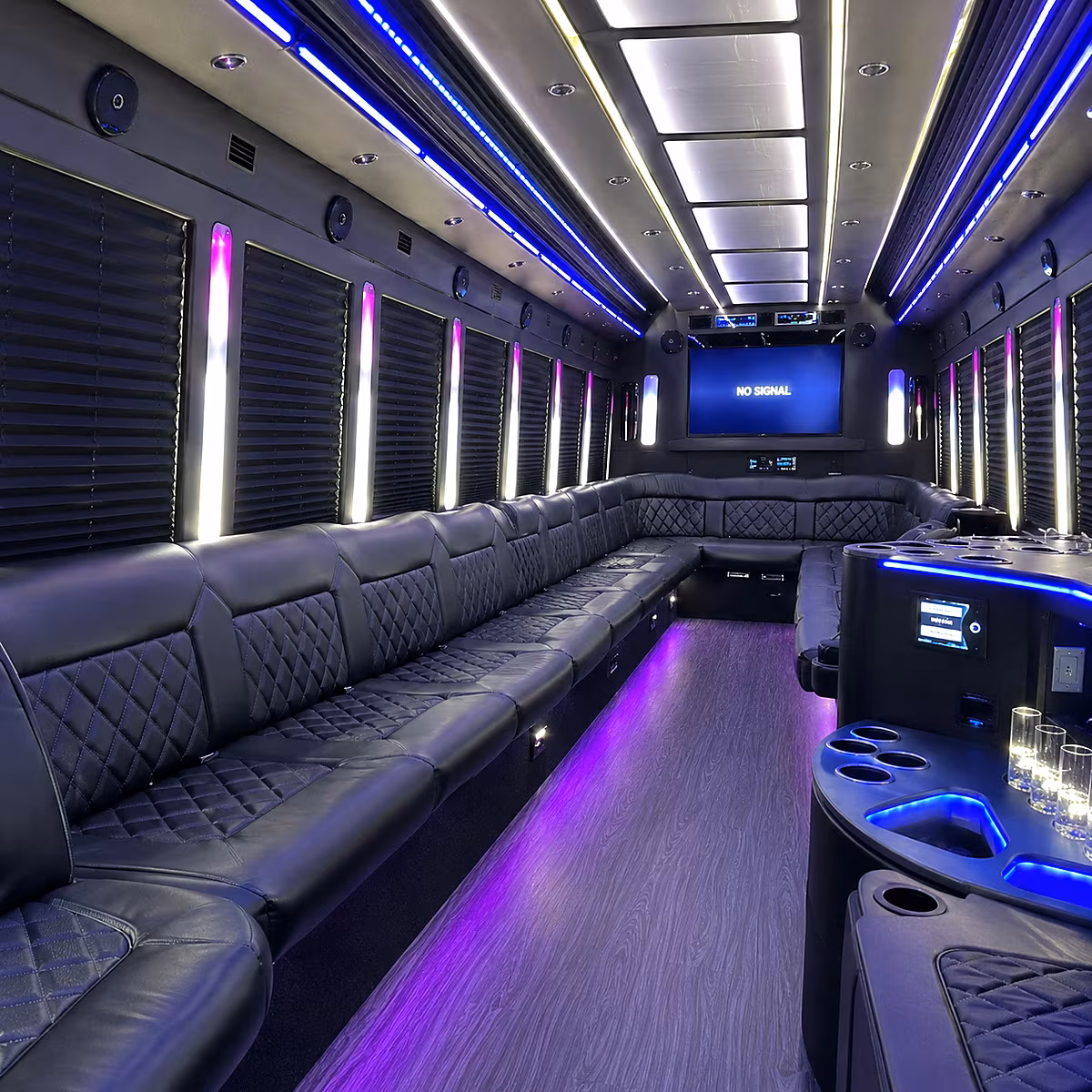 odessa 30 passenger party bus inside