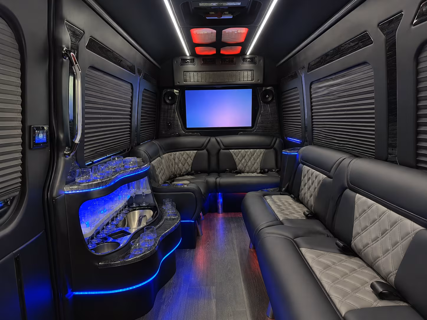 odessa 40 passenger party bus inside